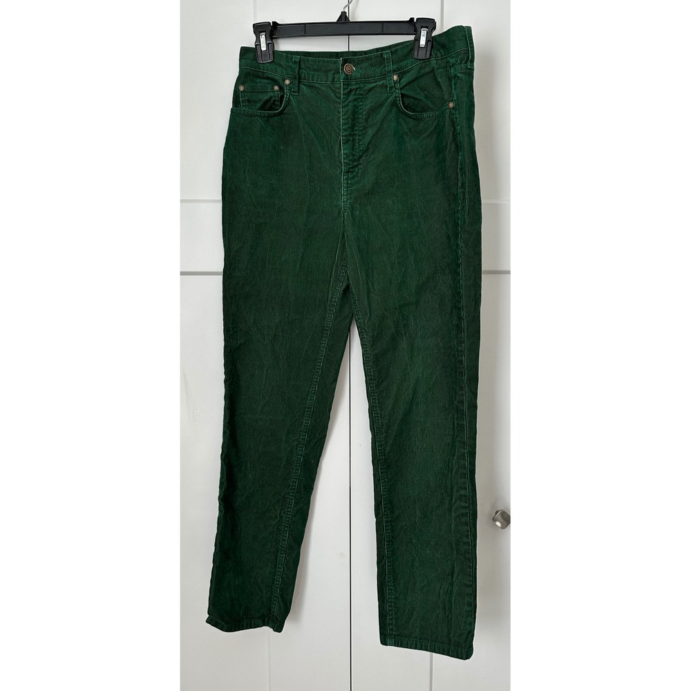 Boden Women's Forest Green Corduroy High Rise Straight Leg Pants Size 8R R0446